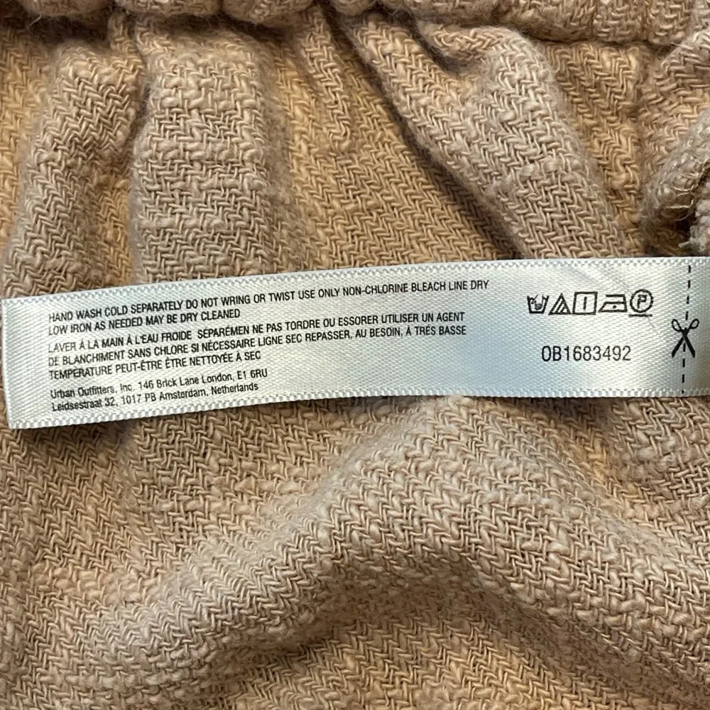 Free People Tan Textured Cotton Wide Leg Pants Twisted Waist Boho Small